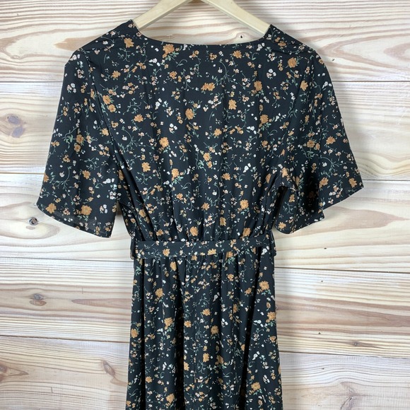 Dark Cottage Dress Womens Medium Maxi Black Floral Long Boho Whimsigoth - Picture 6 of 9